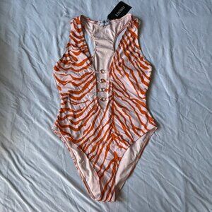 Iconswim Large Orange Zebra Print One Piece Swimsuit